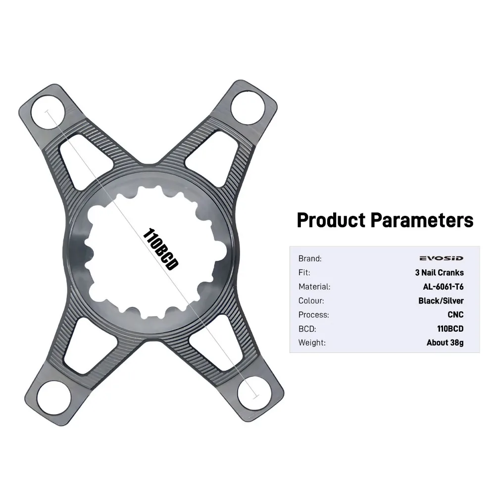 EVOSID 110BCD 4 CLAWS Chainring Adapter Spider Converter for GXP to BCD110 4-Bolts Direct Mount Crankset