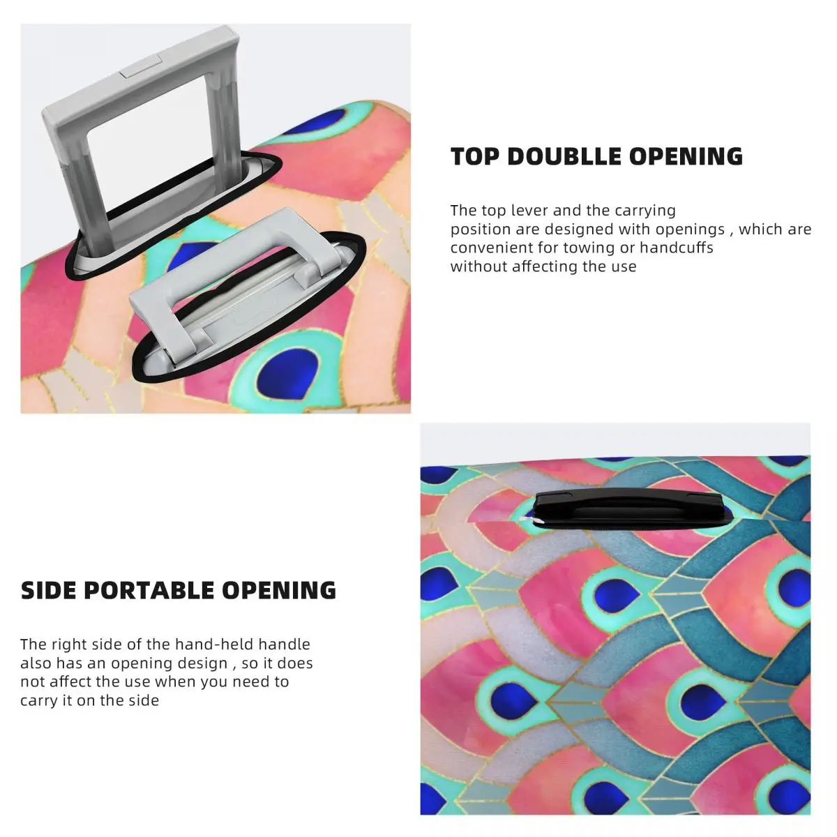 抽象的な幾何学的な羽のスーツケースカバー弾性荷物保護カバー 18-32 インチ用