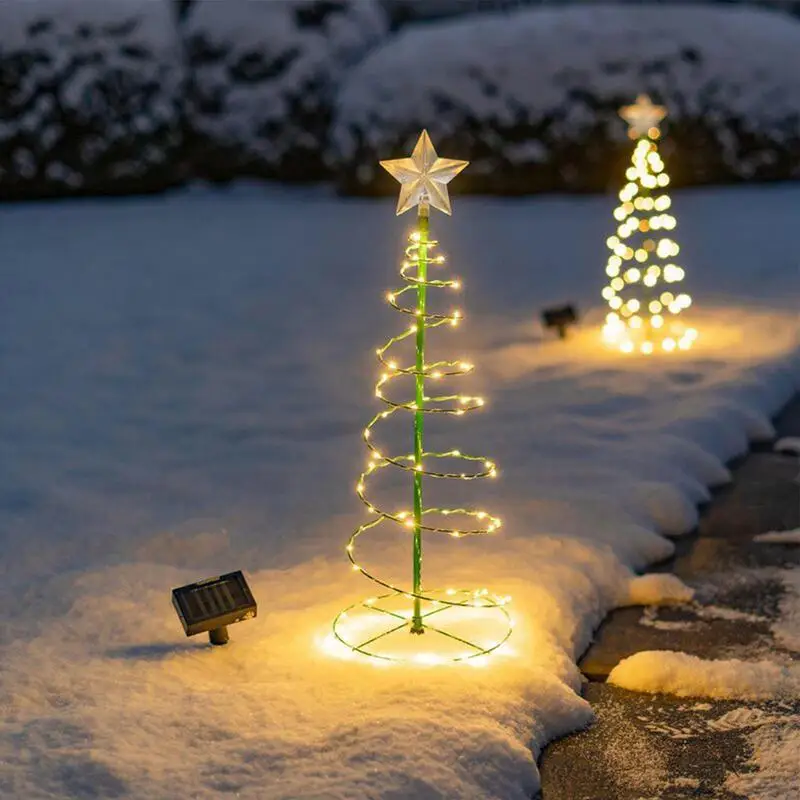 Árvore de natal solar luzes da estaca espiral árvore de natal solar luzes da estaca ao ar livre decorativo ao ar livre decoração de natal para