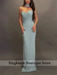 Sparkly Blue Dubai Evening Dresses 2025 Wedding Party Dresses Lace-Up Floor-Length Prom Gown فساتين سهرة Customized