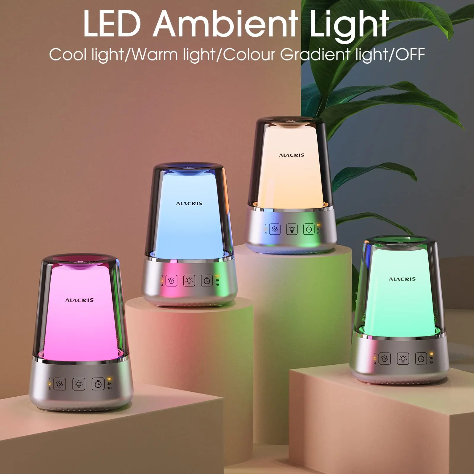 Alacris Waterloze Aromatherapie Diffuser Pure Essentiële Olie Diffuser Met Led Omgevingslicht Timer Instellen