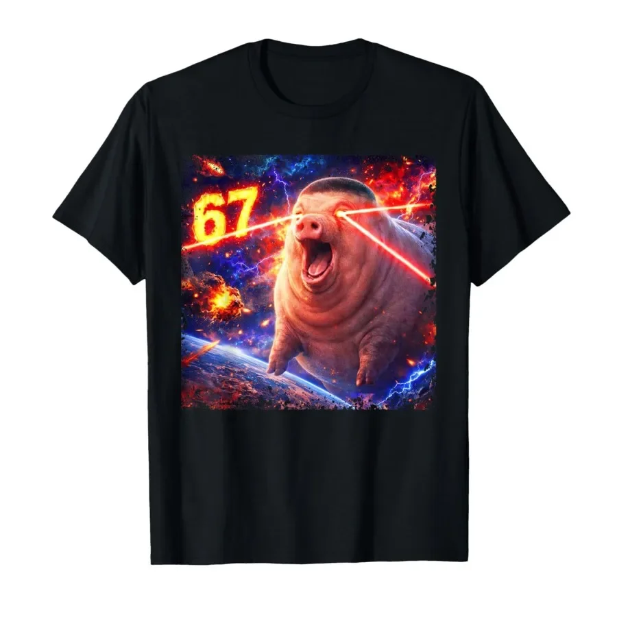 John Pork Fade Pig Haircut 67 Six Seven Brainrot Meme T-shirt ForT Shirts Short Sleeve Fashion Harajuku Kawaii Y2K Clothing