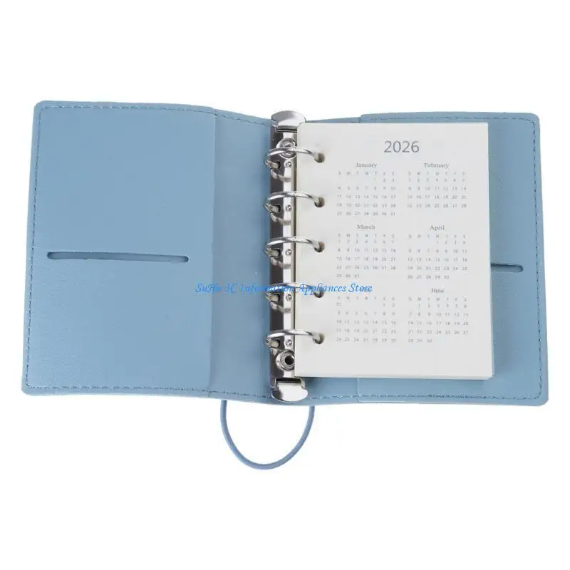  5-Rings Binder Leather Notebook Journal Refillable 5 Holes Leather Binder Covers with Refill Paper for Office School