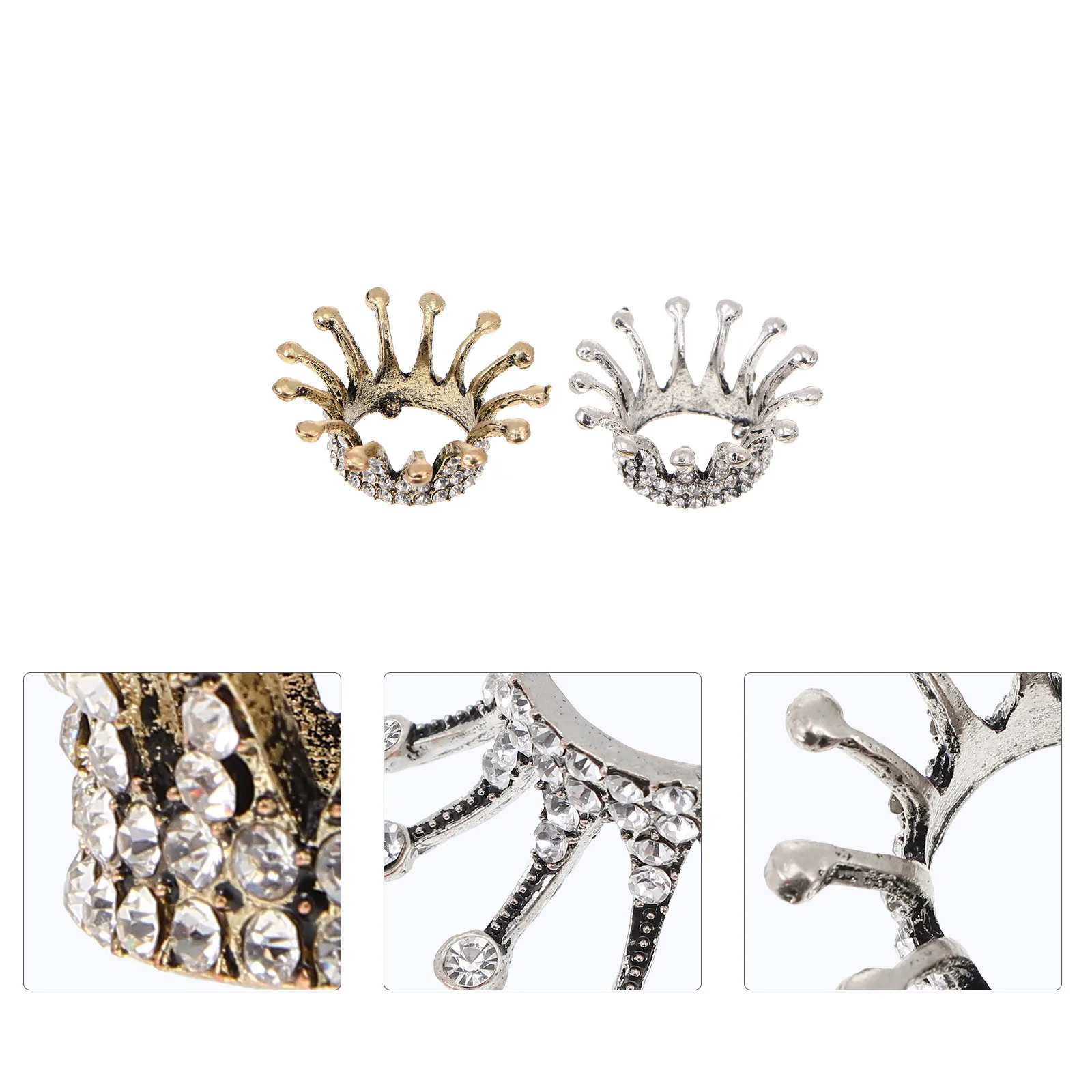 

2pcs Retro Crown Pen Holder Nail Art Brush Storage Rack Crystal Manicure Accessories Portable Organizer For Desk Nail