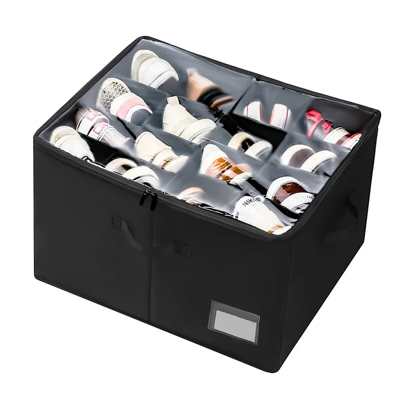 Wardrobe Shoes Storage Rack 16 Pairs of Shoes Large Capacity Storage Container Foldable with Reinforced Handle