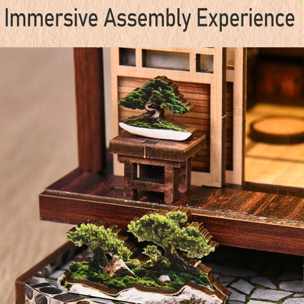 نموذج منزل مصغر لديكور المنزل للأصدقاء هدايا مصباح موس جديد وحديقة ألغاز خشبية ثلاثية الأبعاد - تجميع يدوي #1