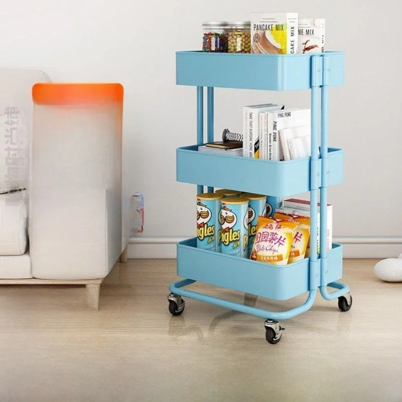 Carbon Steel Multi-Functional Mobile Storage Rack Office Snacks Organizer Multi-Layered Small Cart for Home Organization