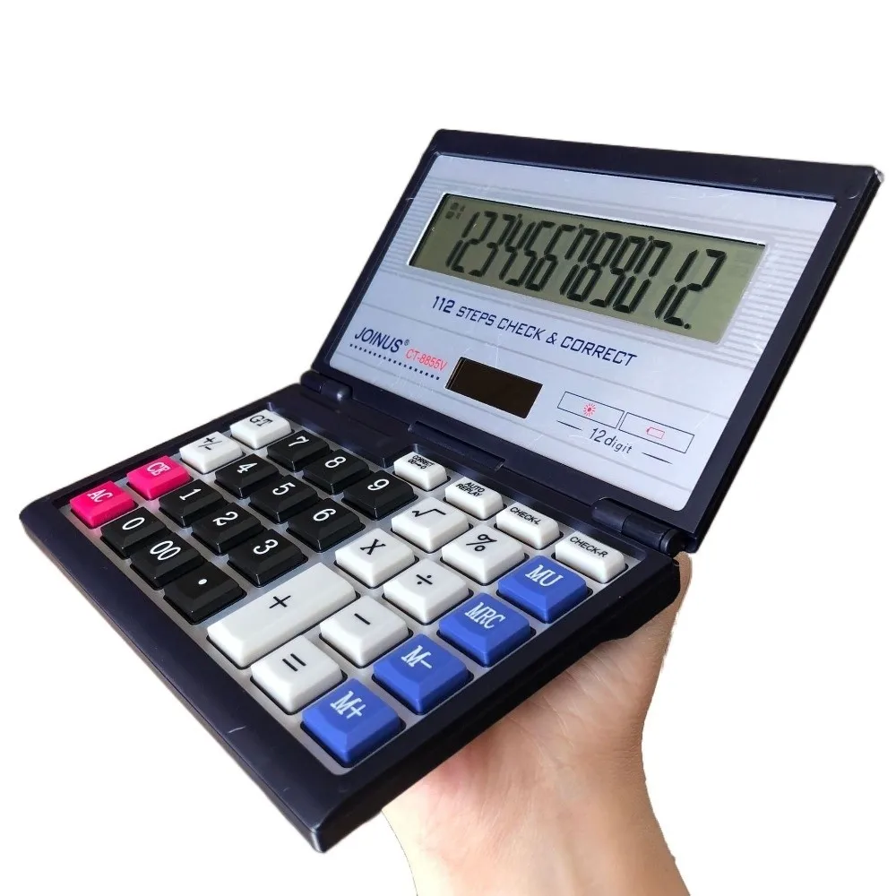 Foldable Folding Flip Calculator Portable 12 Digits Solar Calculator Large Screen Multifunctional Financial Office Calculator