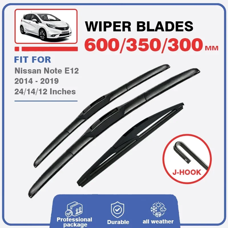 Wiper Blades Set For Nissan Note E12 MK2 2014 - 2019 Front Windshield Windscreen Rear Window 24