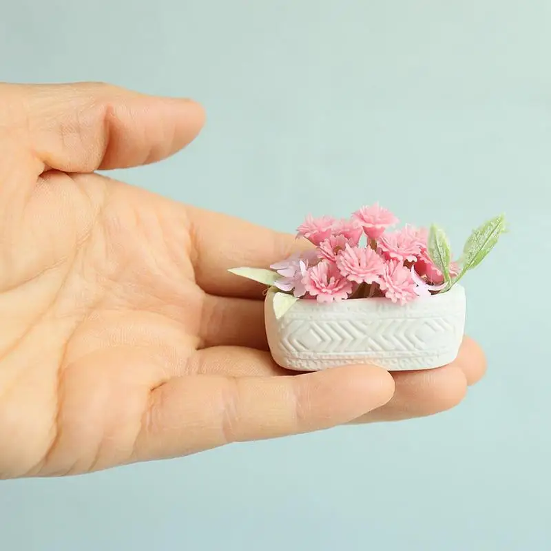 Potted Plant Model Flower stand Miniature Ceramic Doll House simulation model Decoration Vivid Innovative Ornaments Accessories