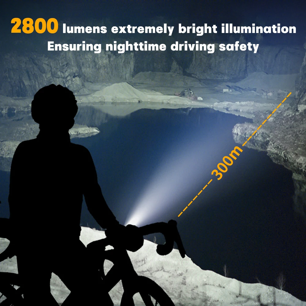 X-TIGER 2800LM Bike Lights IPX6 Waterproof Bike Headlight Night Riding Compatible with Garmin GoPro Mount Bicycle Front Light