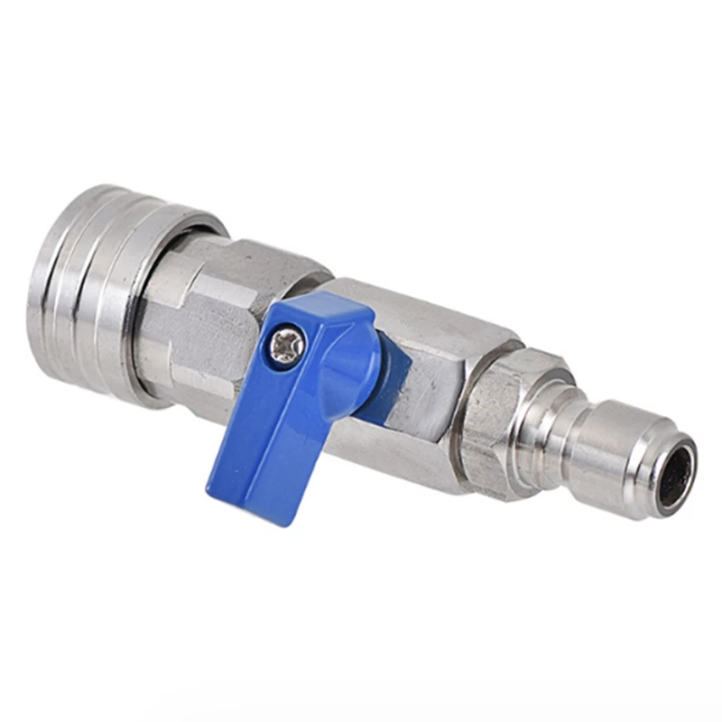 1 Piece High Pressure Washer Ball Valve Kit 3/8 NPT Quick Connector 4500 PSI Silver&Blue Metal For Power Washer Hose