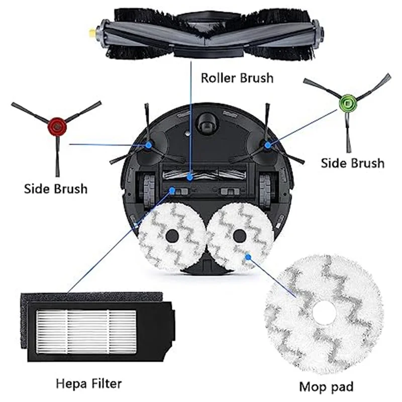 قطع غيار الأجهزة لـ Ecovacs Deebot X1 Omni X1 Turbo جهاز آلي لتنظيف الأتربة فرشاة جانبية رئيسية فلتر HEPA ممسحة أكياس الغبار القماشية استبدال