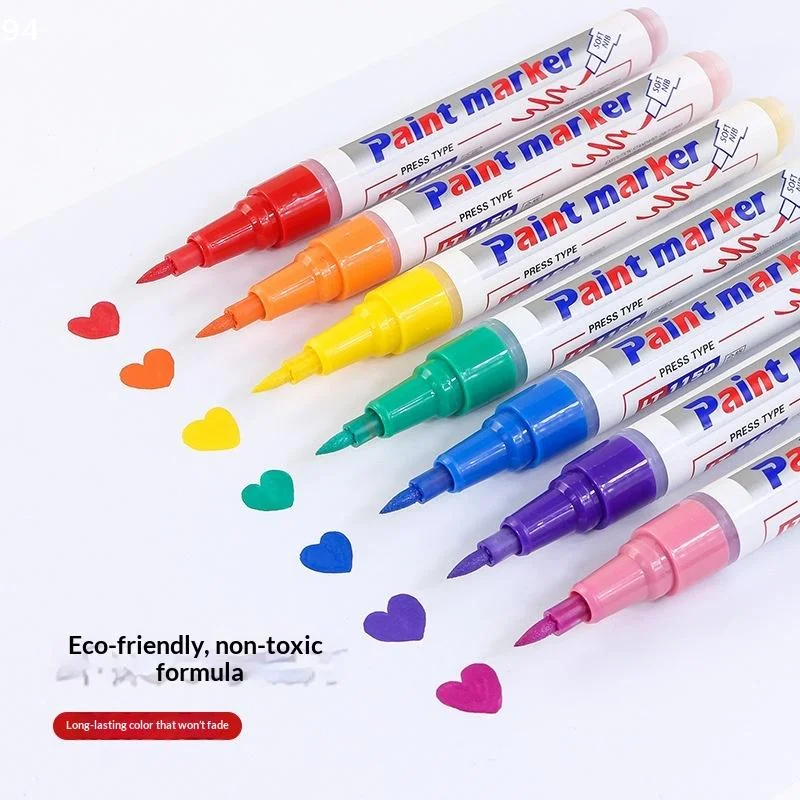 Soft Brush Paint Marker - Industrial Waterproof Pen for Tires, Graffiti & Touch-Ups, Permanent Opaque Ink on Metal, Plastic