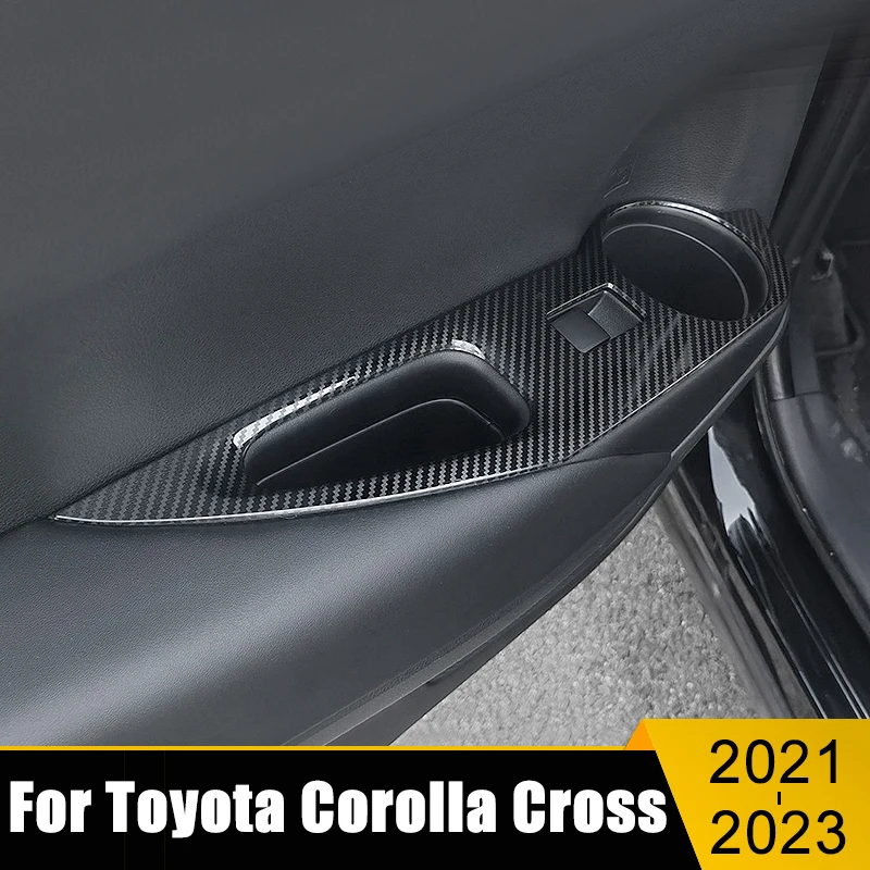 

For Toyota Corolla Cross XG10 2021-2023 2024 Hybrid Stainless Door Armrest Panel Window Switch Lift Button Cover Trim Stickers