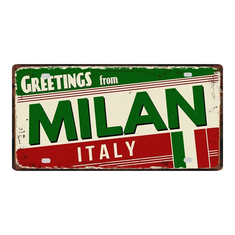 Greetings From Turin Milan Tuscany Verona Brescia Bari Tin Plate Vintage Metal Sign Wall Home Decor Customiza 6x12 Inch KL-0178