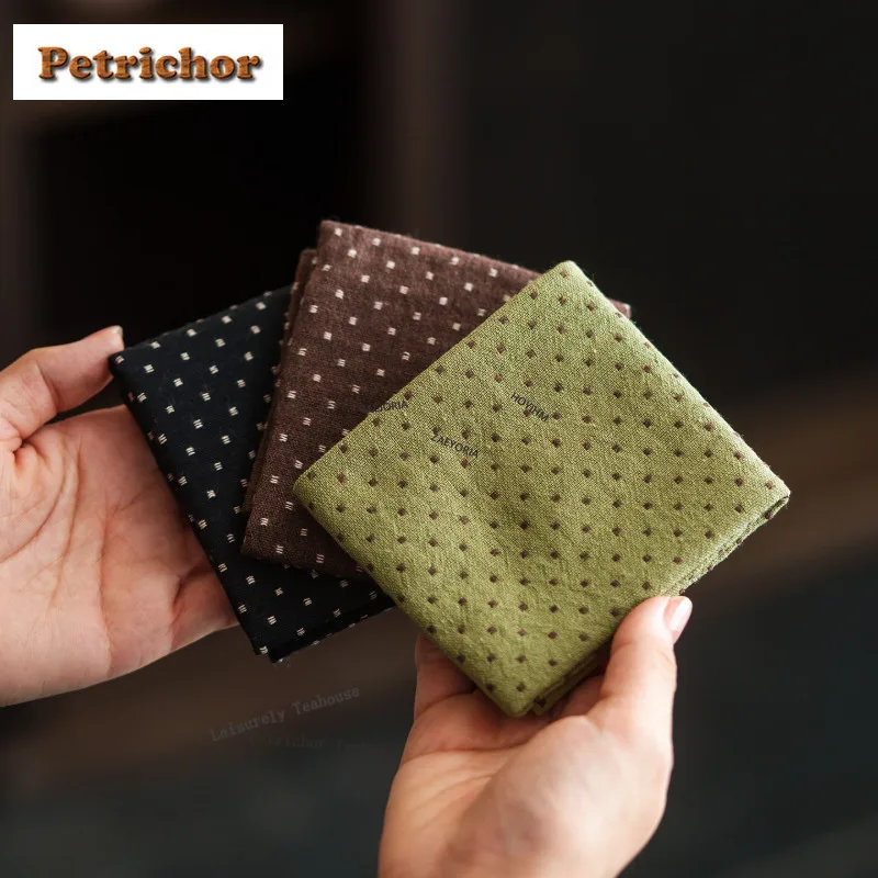 HOYIHM Polka Dot Cotton-linen Tea Towel Antique Dish Towel Tea Napkins Tea Cloth Cafes Collection Home Decorations Accessories