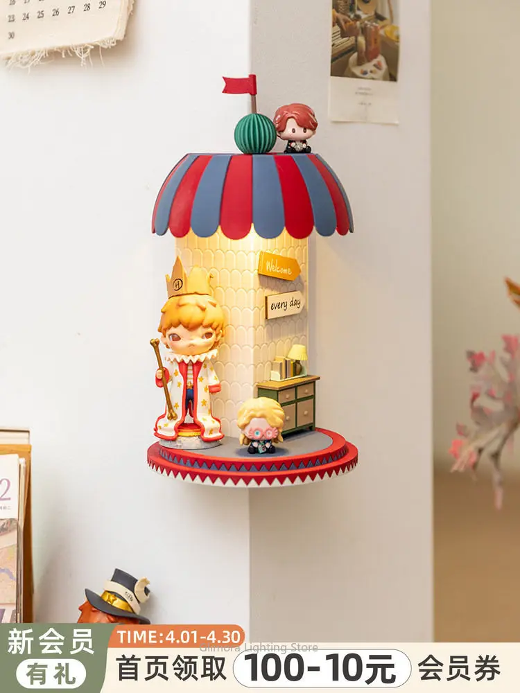 Corner Nightstand Display Cabinet for Entryway, Starry Figure Blind Box Storage Shelf with Wall Art Décor, Creative Organizer