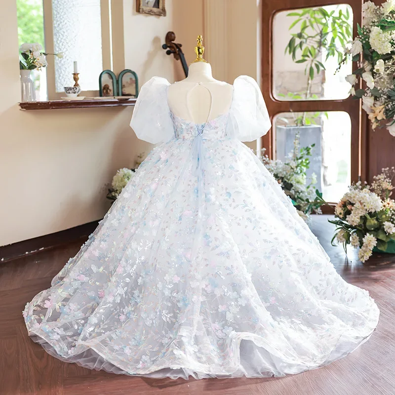 Robe de Rhà paillettes pour filles, robes de traîne princesse, vêtements éducatifs pour enfants, bébé, fille de fleur, mariage, fête d'anniversaire