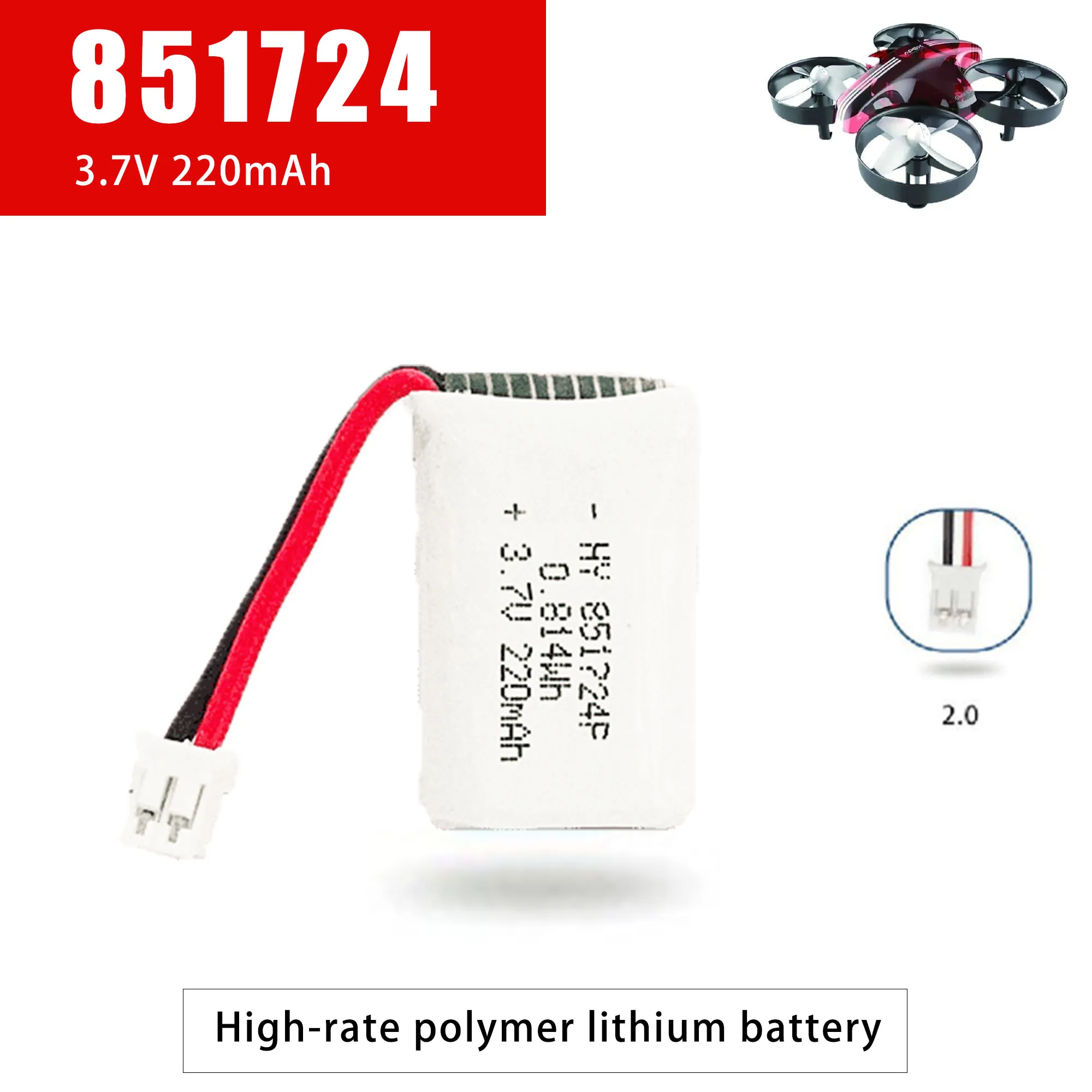 

Drone high rate 851724 220mah polymer battery toy Bluetooth headset battery spare parts