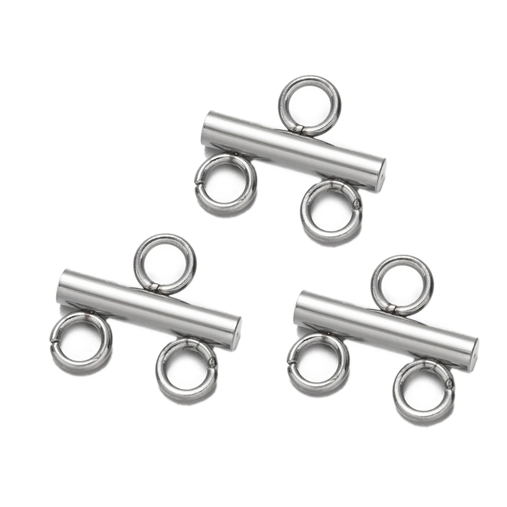 5pcs Stainless Steel Multi Strand Porous Connector Layer Clasp Bails Pendant For DIY Necklace Bracelet  Jewelry Making Supplies