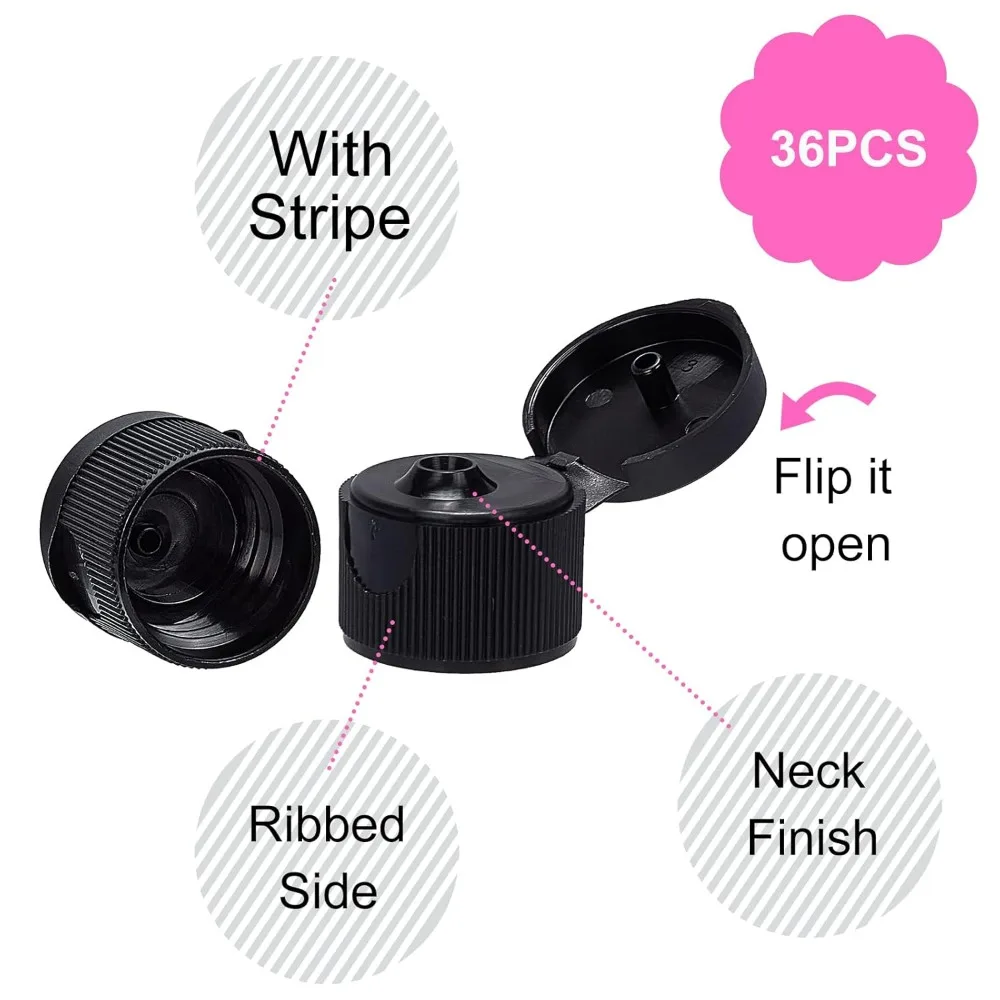 36pcs 20/410 Black Flip Top Caps Plastic Flip-Open Caps Replacement Flip-Top Cap 20mm Inner Diameter Flip Top Dispensing Caps image 4