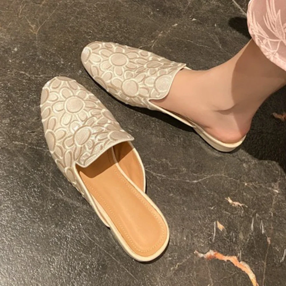 

Весенне-летние женские тапочки Baotou, модная верхняя одежда на плоской подошве, обувь M ü ller, пляжная обувь, женские сандалии