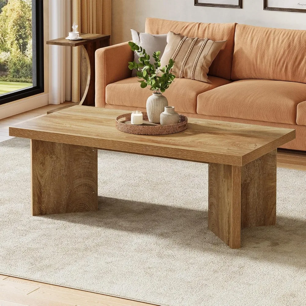 

Farmhouse Coffee Tables, 47-Inch Rectangle Center Tea Coffee Table with Thicken Base, Easy to Assemble, Living Room,