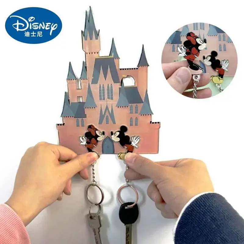 Kawaii Disney Mickey Mouse Couple Keychain Pendant Cartoon Acrylic Refrigerator Magnet Anti-Lost Hanger Entry Door Decoration