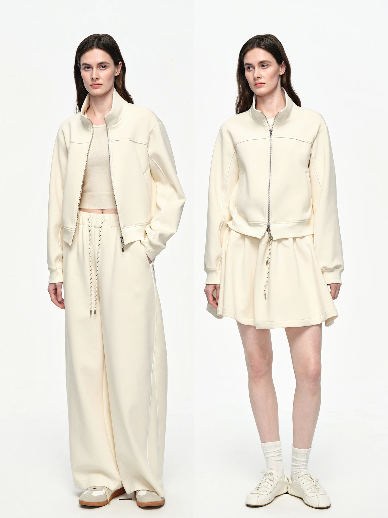 

AIYUTONG Casual Spring Autumn Khaki Zipper Hoodie Jacket Skirt Pants Sporty Set Women's High Waist Cotton Blend Fashion Ensemble