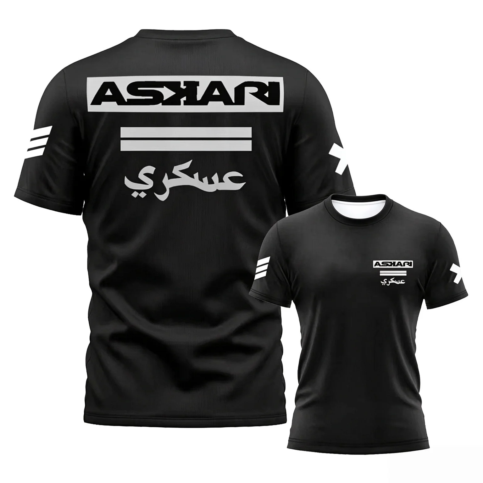 2026 Men ASKARI Tactical T Shirt Arabic Letter Gun Print quick-dry Short Sleeve Crew Neck Casual Sports Military Style Tee