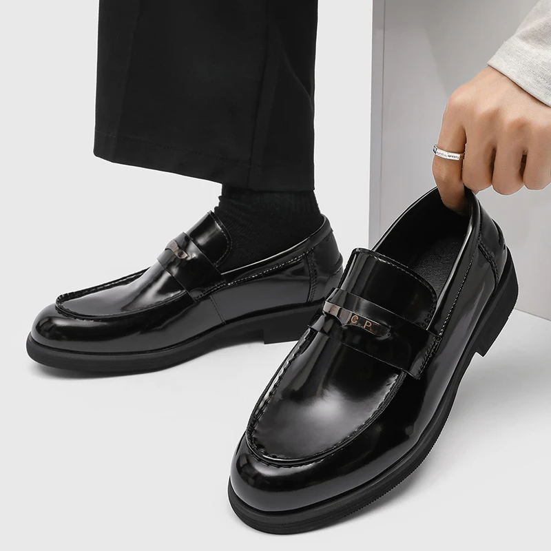 

Men Loafers PU Low Heel Solid Color Daily Professional Classic Business Men Shoes Size 38-46
