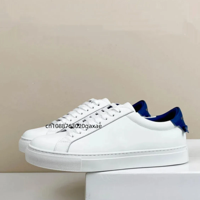 Little white shoes, low cut men's genuine leather, women's black tailed and white tailed cowhide, classic and simple casual coup