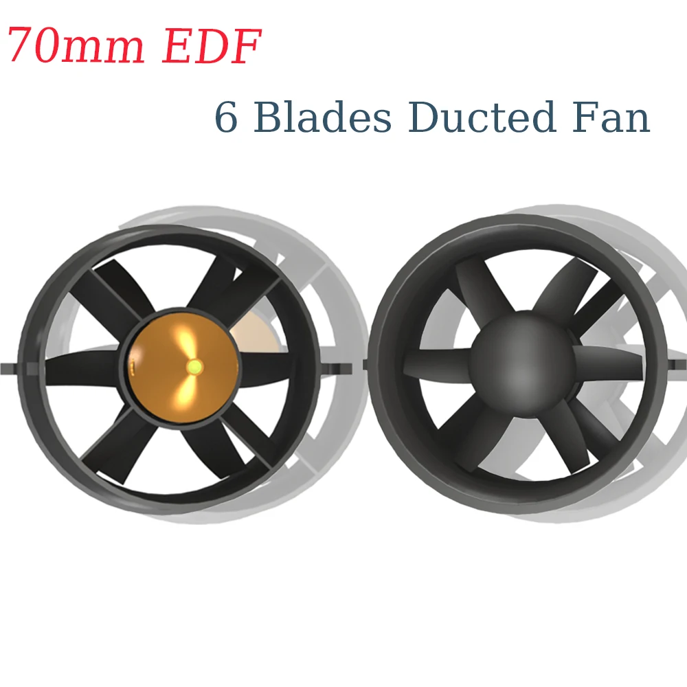 QX-MOTOR 70mm EDF with QF2822D-3000KV Brushless Motor 6 Blades Ducted Fan For RC Airplane Directly