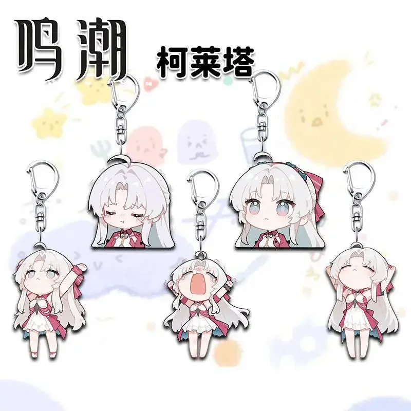 Wuthering Waves Carlotta Acrylic Keychain Cute Q Version Character Bag Charm Pendant Game Peripheral Fans Collectible Gift