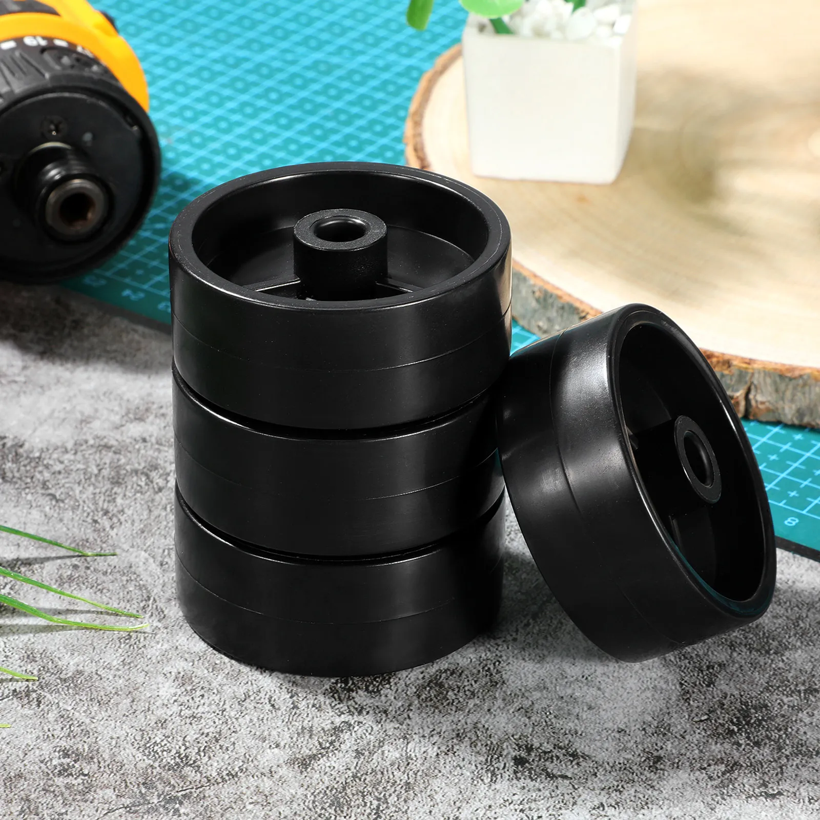 8Pcs Patio Heater Wheels Black Plastic Universal Replacement Outdoor Propane Heater Moving Castor Stable Support