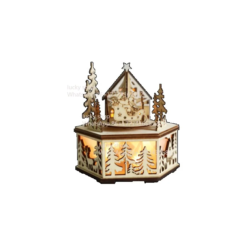 

Forest Cabin Electric Rotating Light Music Box Ornament Decorative Gifts