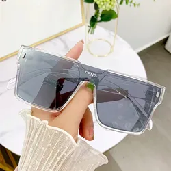 Oversized Sunglasses Woman Fashion Rimless Vintage Square Sun Glasses Eyeglasses Luxury Brand Design UV400 Female Shades Eyewear