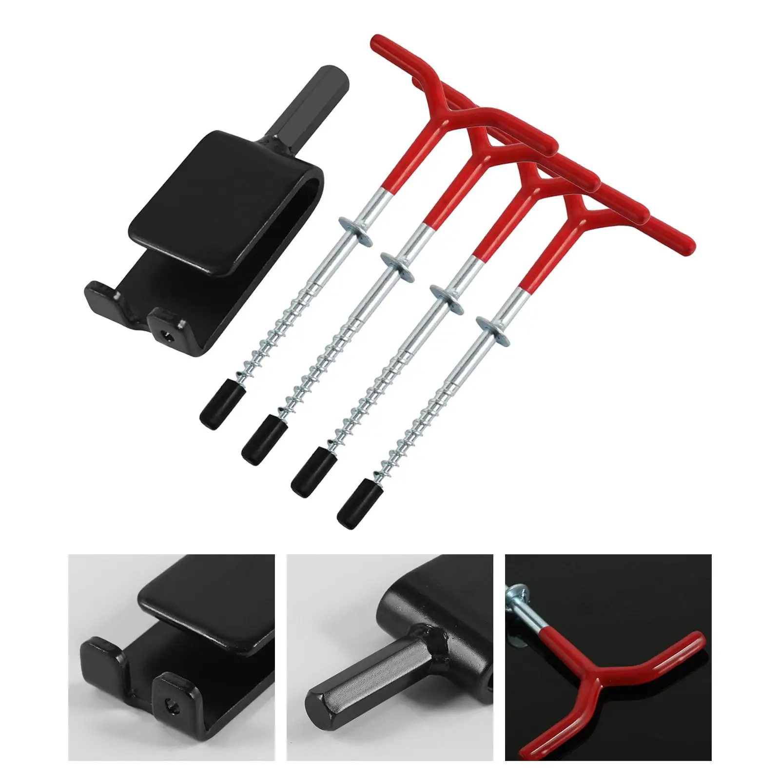 

4x Ice Fishing Anchors Ice Anchor Drill Adapter Practical Tent Pegs for Fixing Ice Shelters Heavy Duty Metal Ice Shanty Anchors