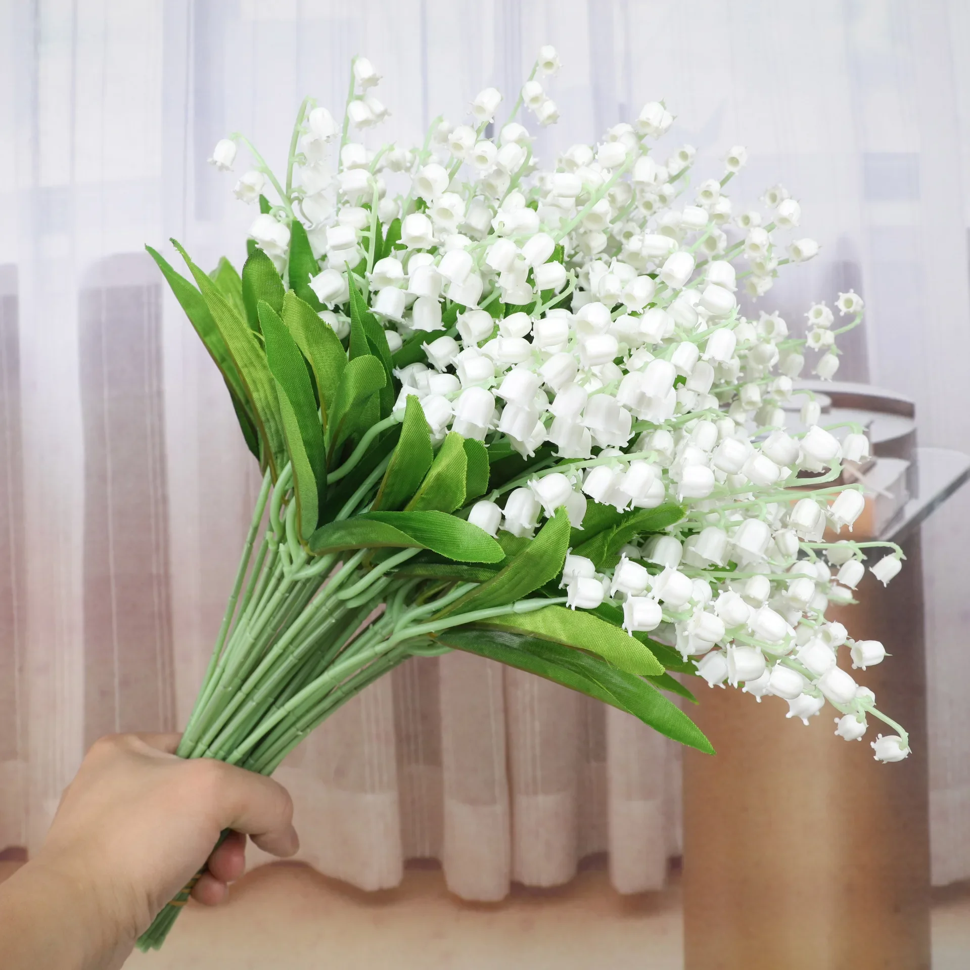 10 Simulated Green Plants Lily Valley Wedding Bouquet Home Decoration Flower Supplies Decoration White Luxury Wedding Decoration