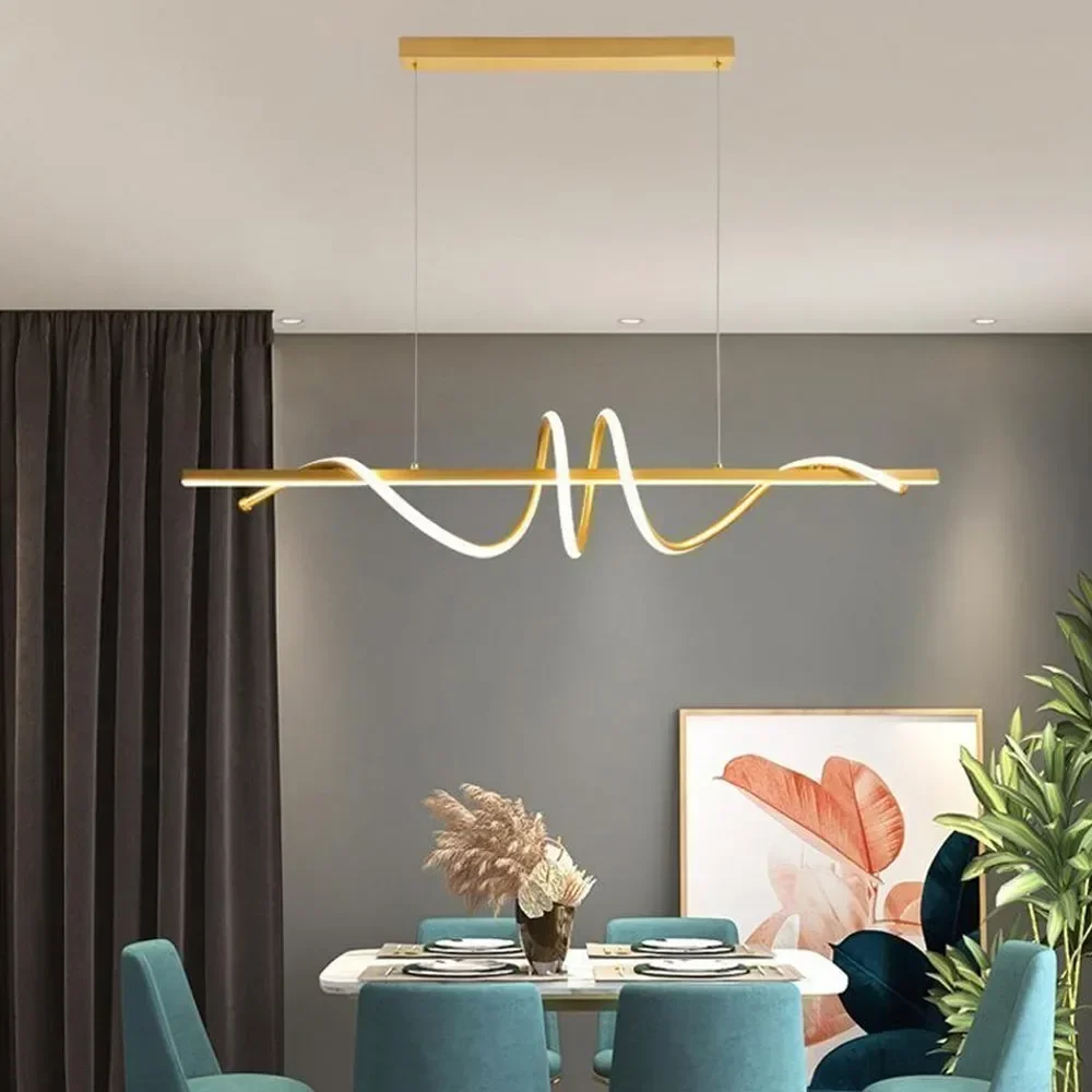 

Italian Luxury LED Chandelier Nordic Minimalist Restaurant Living Room Bedroom Long Bar Lamps Modern Black Pendant Light