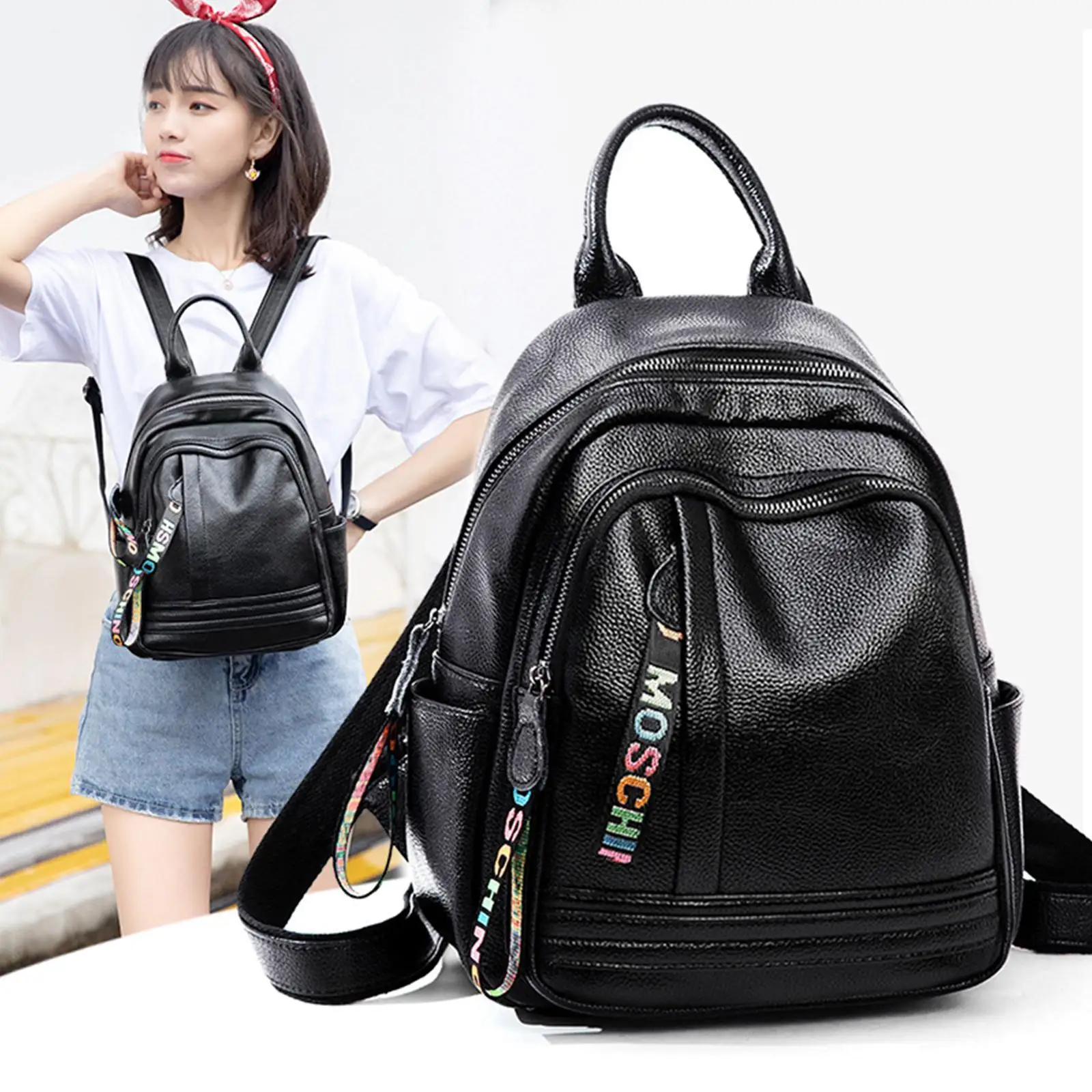 حقيبة ظهر مطبوعة على شكل دببة كرتونية للنساء حقيبة يد مقاومة للماء ومحمولة