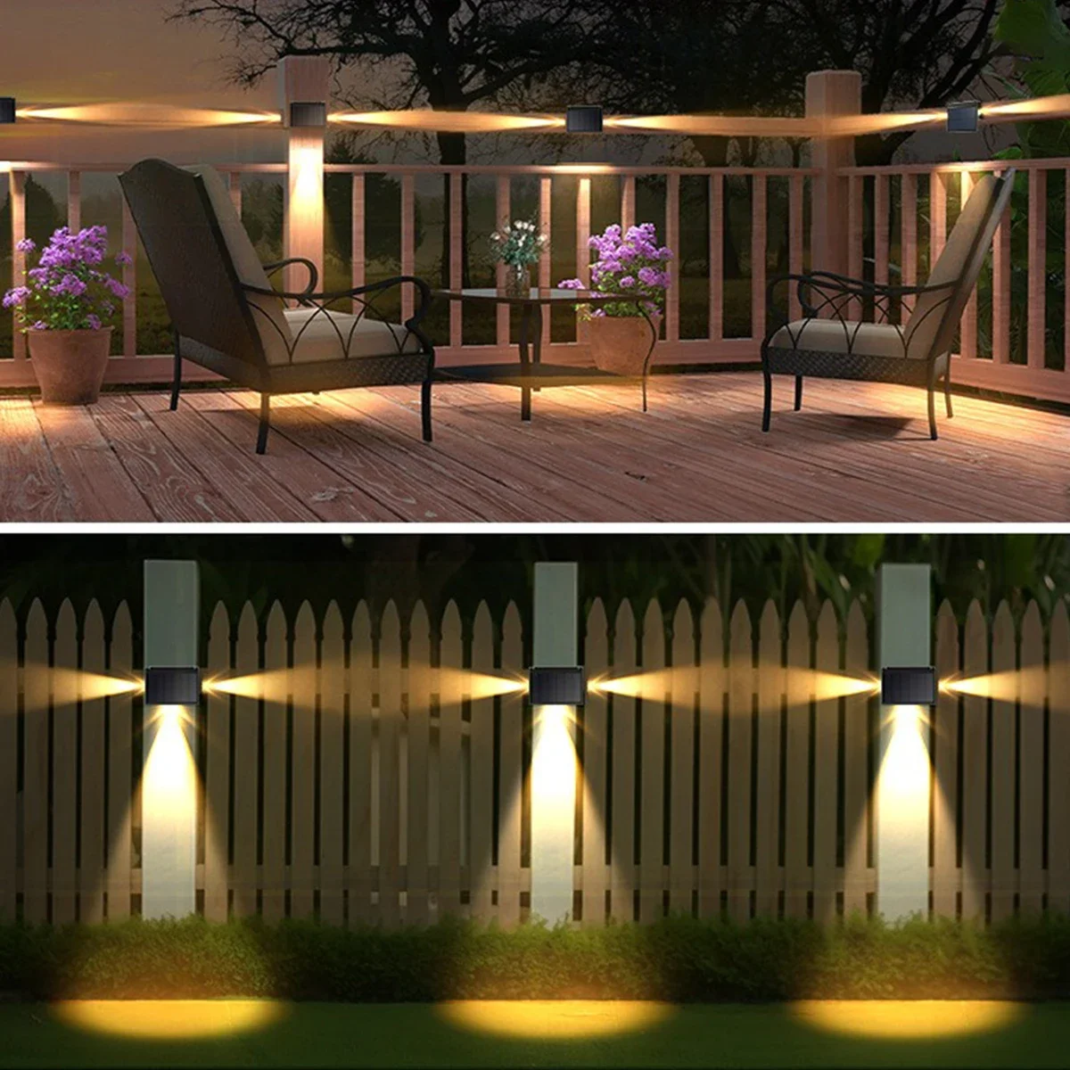 LED Solar Lamps Outdoor Waterproof Solar Powered Lamp Garden Balcony Garage Lighting Light Fence Stairs Wall Decoration Lights