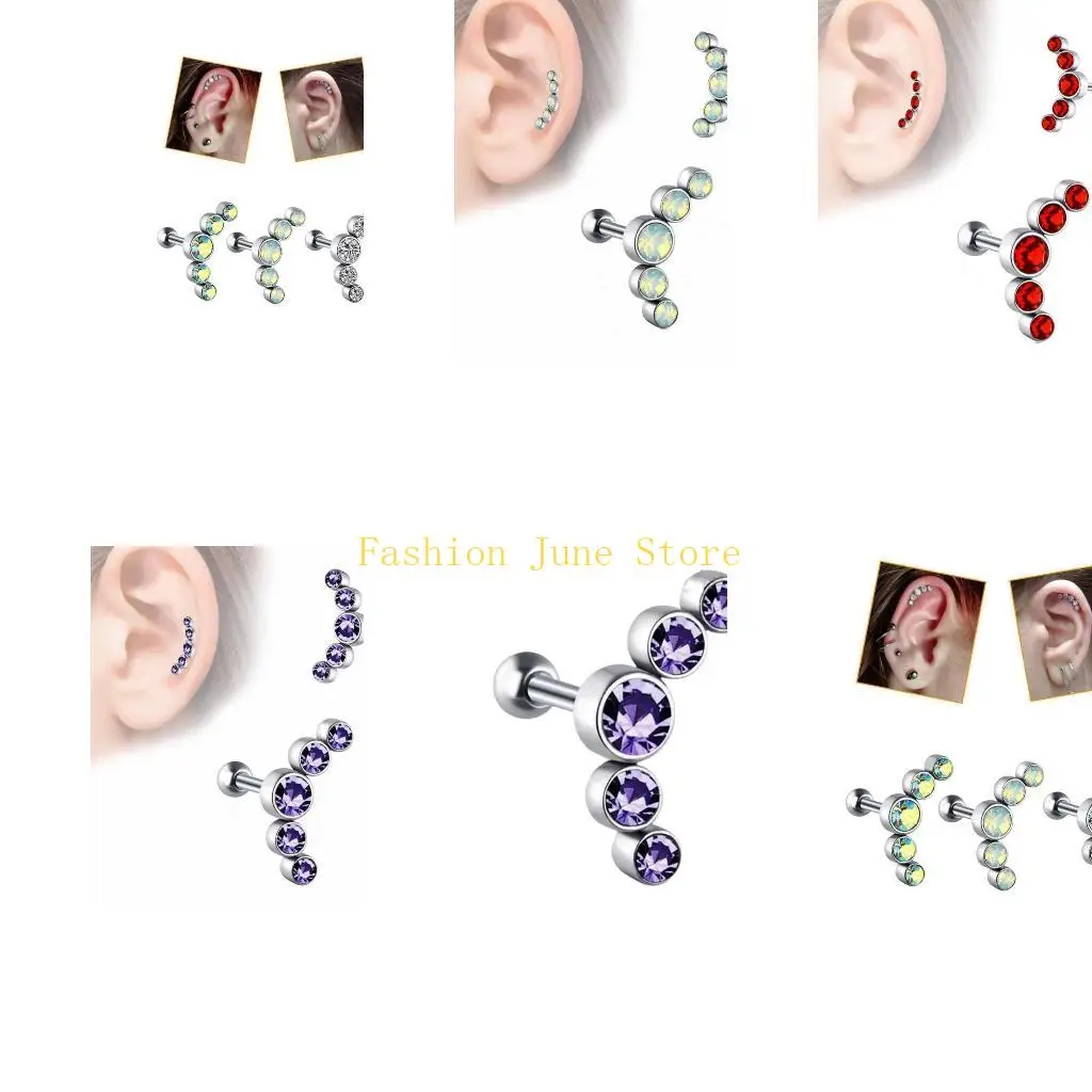 

N5KA Стильные серьги-гвоздики с хрящевой спиралью на козелке, украшения для тела из нержавеющей стали с чешскими кристаллами,