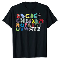 Letter Abc Costume Boys Matching Evil Alphabet Lore T-Shirt Upper Case Letters Matching Set Alphabet Costume Graphic Tee Y2k Top