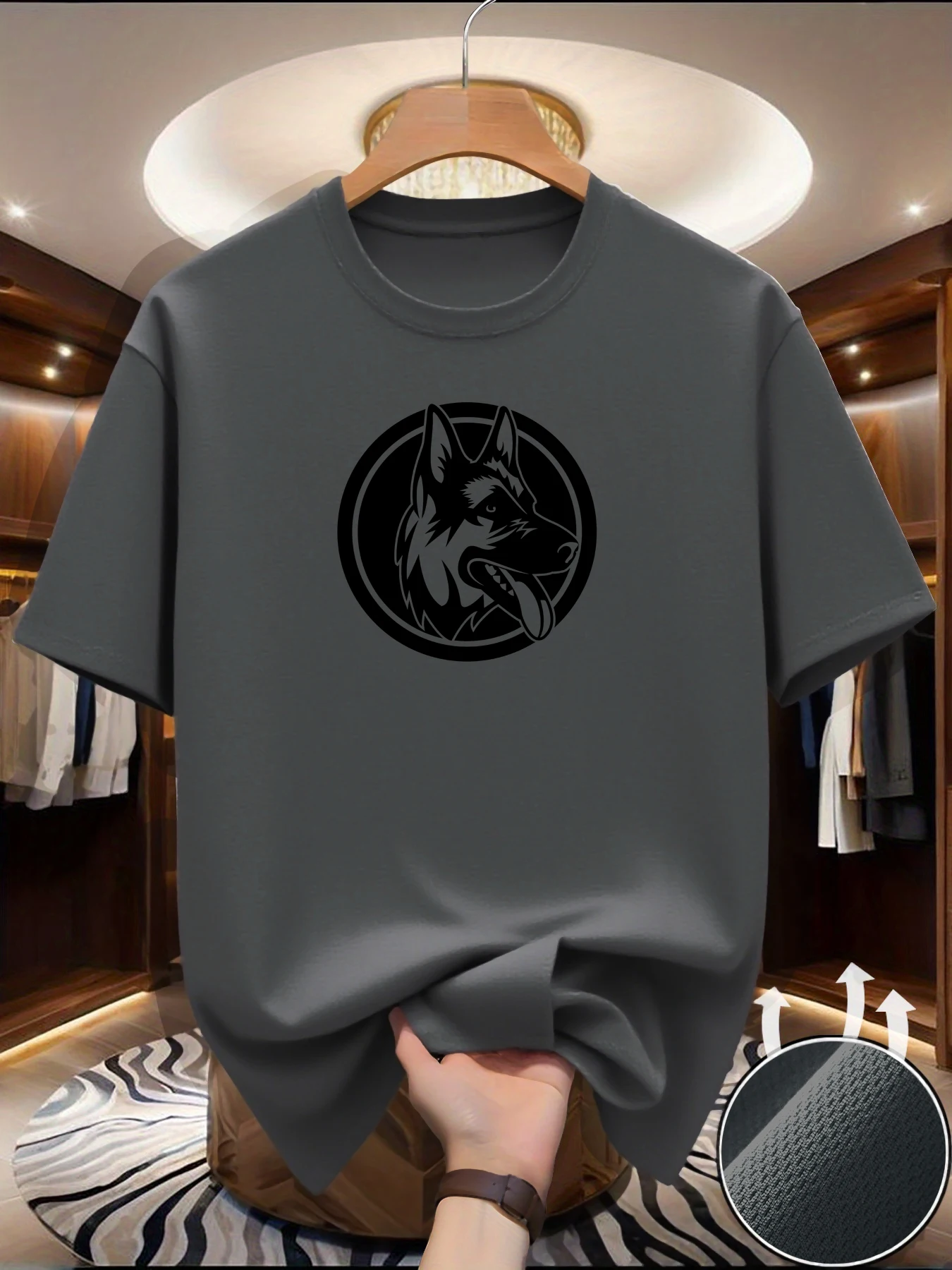 الرجال الركض تي شيرت الربيع/الصيف رقيقة الأعلى الصليب كلب الراعي الطباعة سريعة الجافة قصيرة الأكمام تنفس اللياقة البدنية تي شيرت رياضي