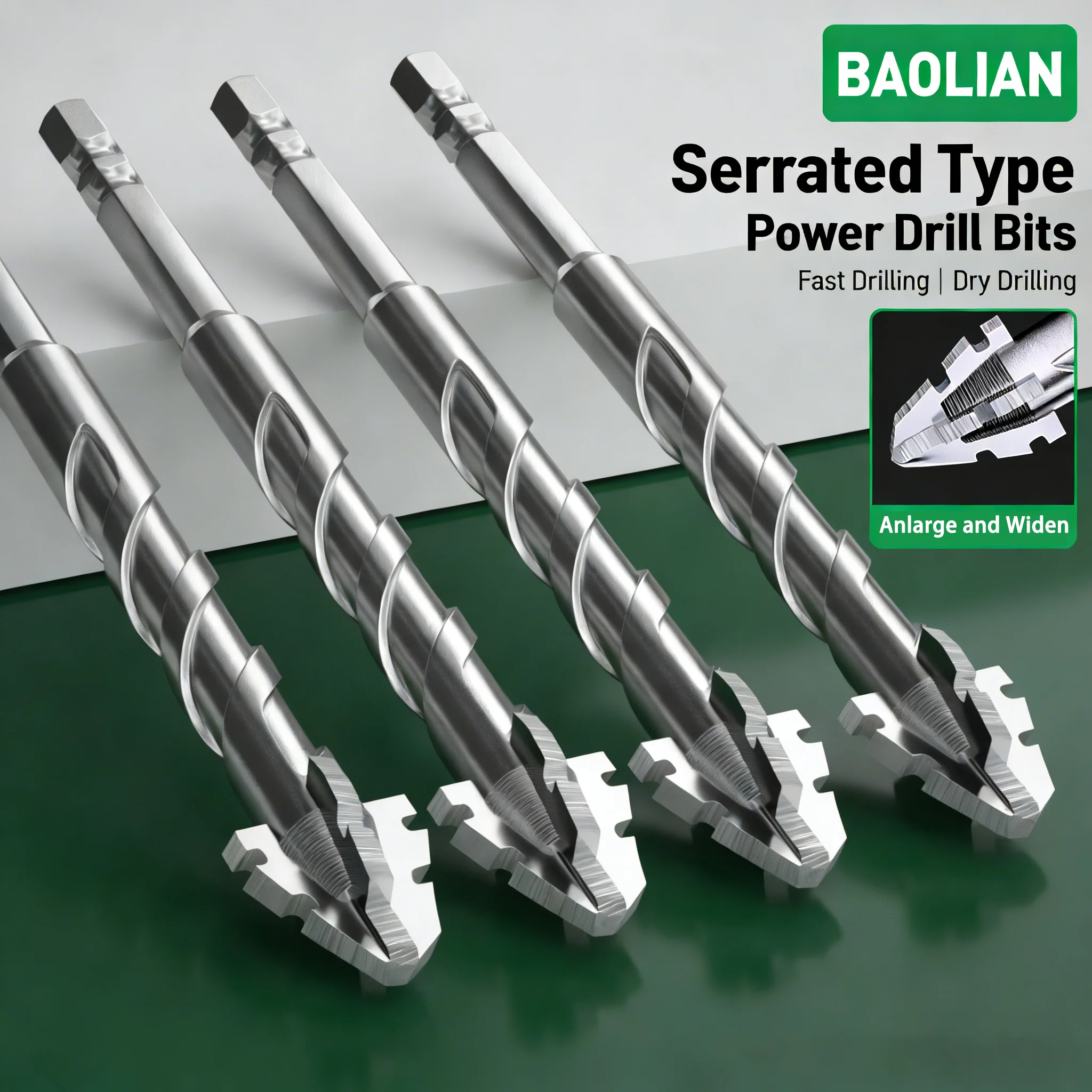 

Four-blade serrated eccentric drill, specifically designed for tile and concrete drilling, hexagonal handle high-hardness alloy