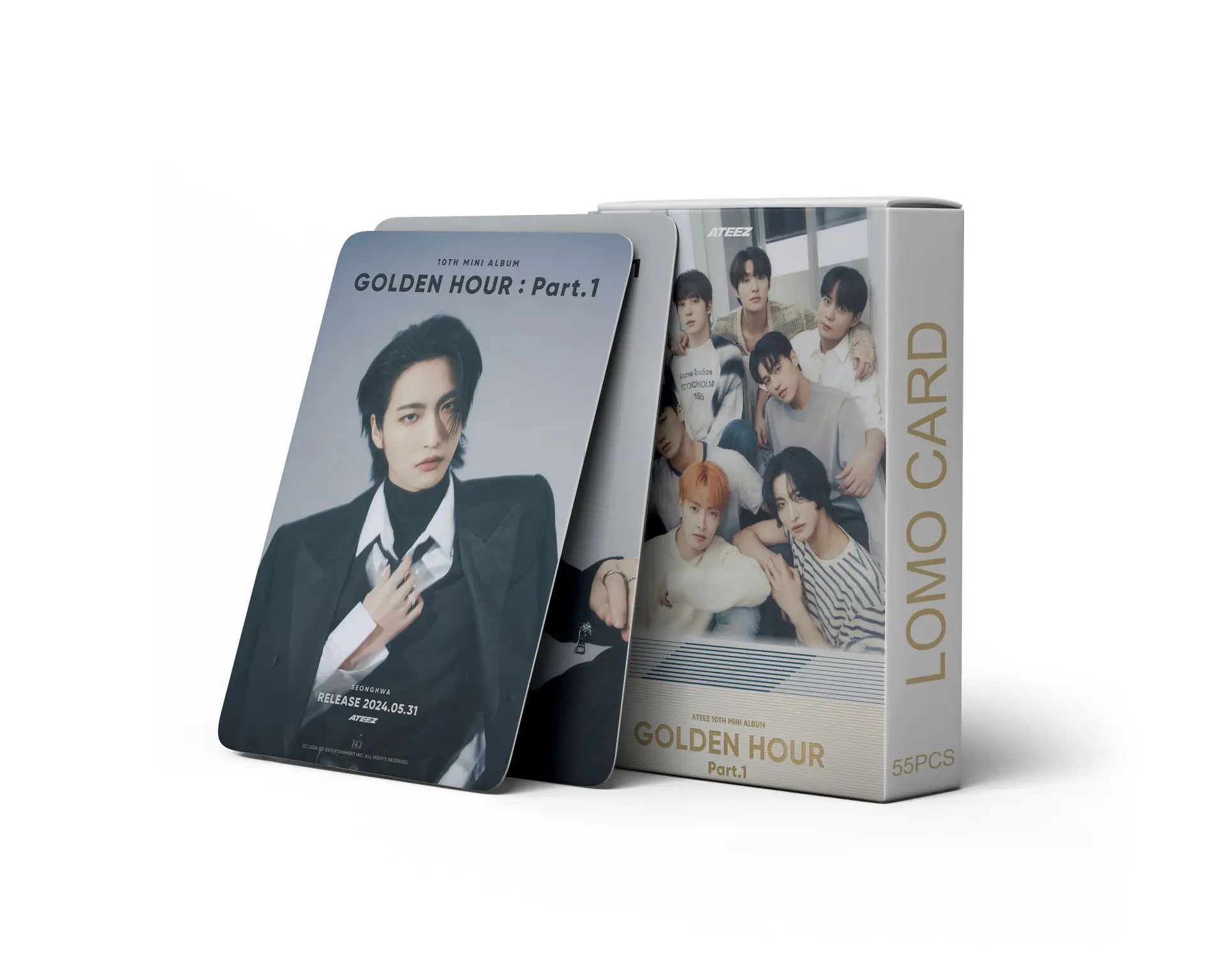 Tarjetas fotográficas para colección de Fans, naipes Lomo de Kpop Idol ATEEZ, hora dorada: Parte 1, 55 unids/set