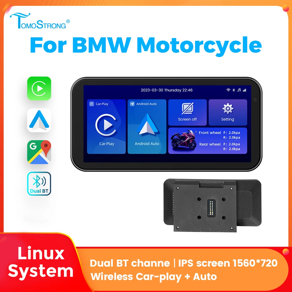 

Portable 6.3inch For BMW Motorcycle GPS Navigation IPX7 Waterproof Wireless Carplay Android auto IPS Touch Screen Day night mode