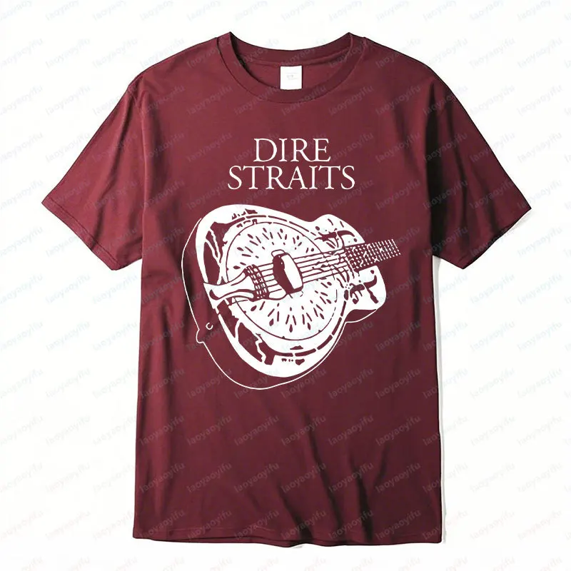 Men T Shirt Rock Dire Straits Band Guitar cotton Tees Harajuku Hip-hop Streetwear Creative Graphic Tshirts Summer Oversized Tee